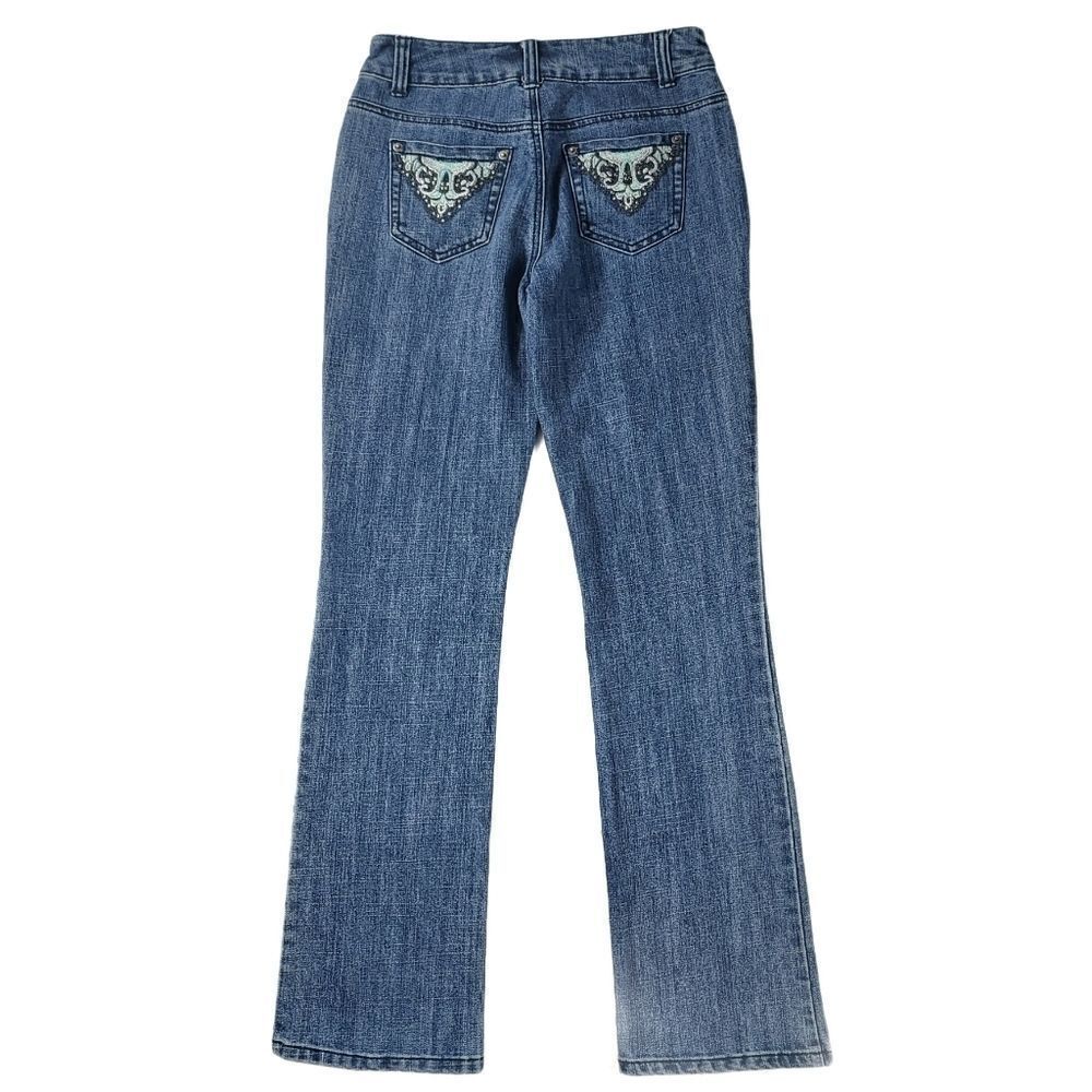 Baccini Embroidered Pockets Boot Cut Jeans - Picture 2 of 5